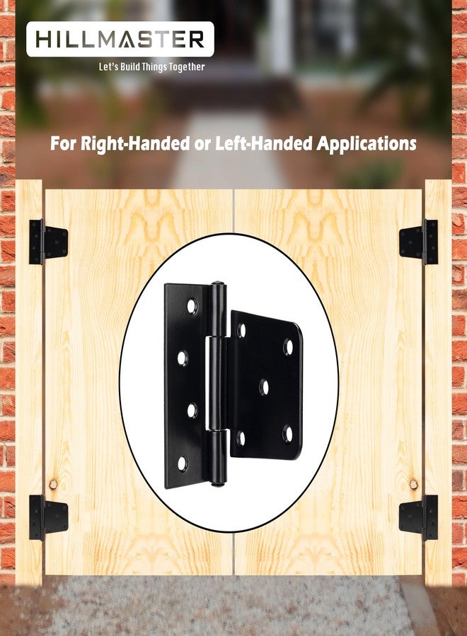 HILLMASTER 3.5 Inch Heavy Duty Gate Hinges Fence Door Hinges Durable Black Gate Strap Hinge for Indoor Outdoor, Gate Hardware Kit for Shed,Wooden Fences,Vinyl Fence Gate,Barn Door,Garage,2 Pack - Image 4