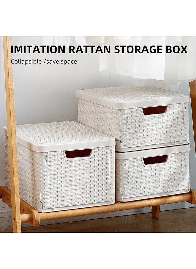 Generic - White Collapsible Storage Box ,Waterproof Storage Box Organizer Container with  Two handle , Folding Plastic Stackable Utility Crate, Durable Containers for Home & Garage Organization(SMALL) - Image 1