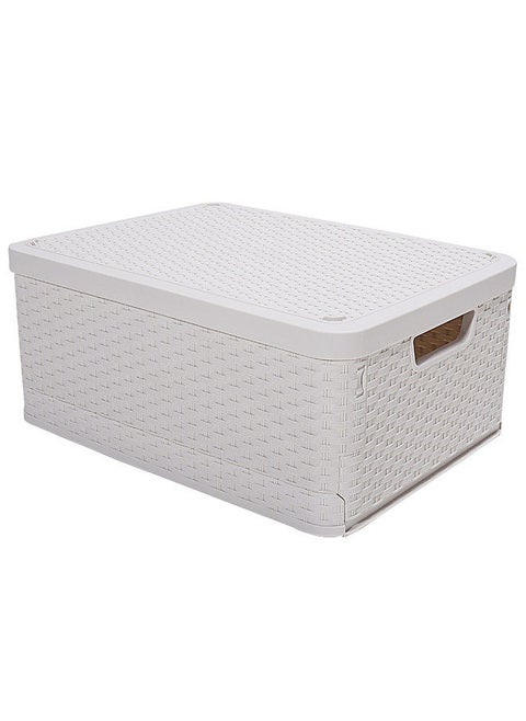 White Collapsible Storage Box ,Waterproof Storage Box Organizer Container with  Two handle , Folding Plastic Stackable Utility Crate, Durable Containers for Home & Garage Organization(SMALL)