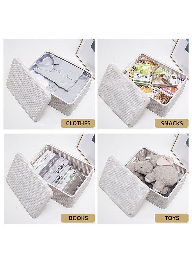 Generic - White Collapsible Storage Box ,Waterproof Storage Box Organizer Container with  Two handle , Folding Plastic Stackable Utility Crate, Durable Containers for Home & Garage Organization(SMALL) - Image 1