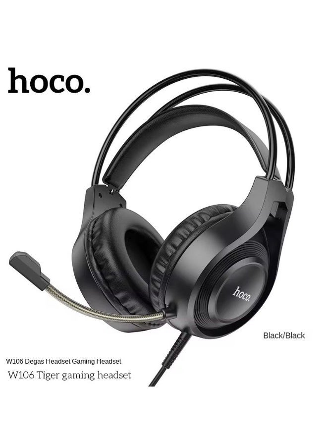 هوكو سماعة ألعاب Hoco W106 – صوت Hi-Fi وميكروفون HD مع وسائد مريحة ورباط قابل للتعديل للكمبيوتر والبلايستيشن والموبايل - Image 2