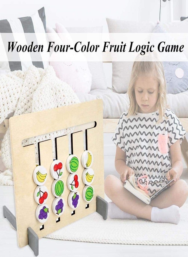 Four Colour Logic Game Fruit Wooden Four Colour Puzzle Game_ Logical Games for Kids Logical Thinking Wooden Four Color Matching Game (Fruit Theme) - Image 3
