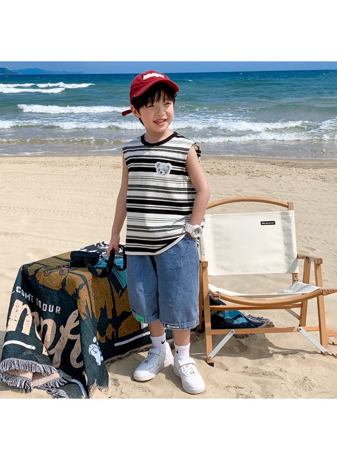 Zuoxi Boys' Sleeveless T-shirt - Summer Thin Striped Vest For Kids 2025 Trendy Tank Top For Big Boys - Image 5
