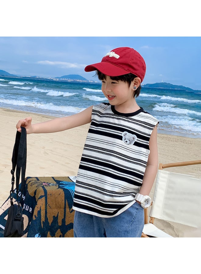 Zuoxi Boys' Sleeveless T-shirt - Summer Thin Striped Vest For Kids 2025 Trendy Tank Top For Big Boys - Image 3