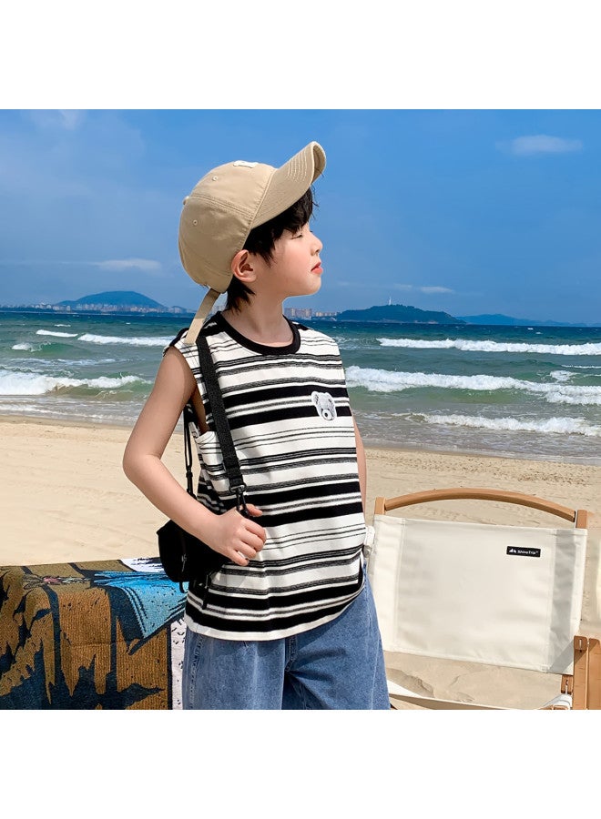 Zuoxi Boys' Sleeveless T-shirt - Summer Thin Striped Vest For Kids 2025 Trendy Tank Top For Big Boys - Image 4
