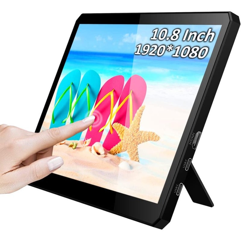 Portable Monitor Touchscreen 10.8 Inch FHD 1920x1080 IPS for Raspberry Pi/Mini PC/Laptop/Mac/Game Console/Phone, Aluminum Alloy Body, Space Gray, Slim Lightweight Design - Image 1