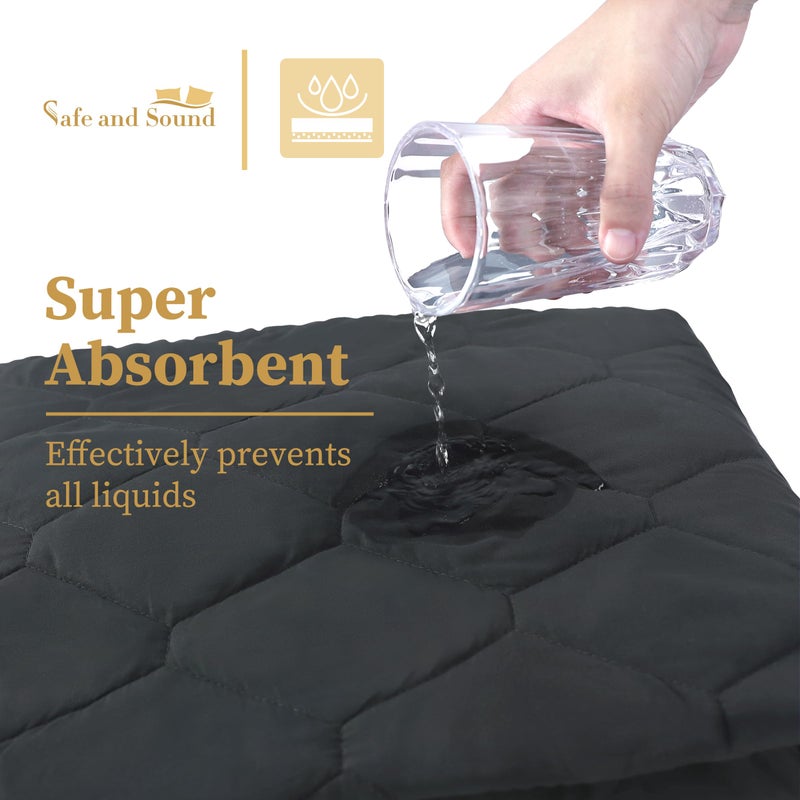 Safe and Sound Full Quilted Fitted Waterproof Mattress Pad, Breathable Premium Soft Filling Mattress Protector, 8-21 Inches Deep Pocket Noiseless Mattress Cover (Grey) - Image 2