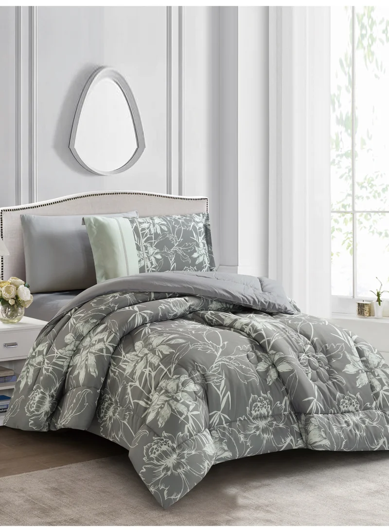 Donetella Bedding Comforter Set, twin Size Fits 120x200 cm - 4-Pcs Digital Print Quilted Bed Set, Microfiber Fabric - 1 Comforter, 1 Fitted Sheet, 1 Pillow Shams, 1 Pillowcases.