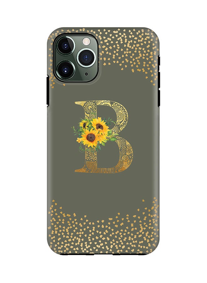 Stylizedd Monogram Tough Series for Apple iPhone 11 Pro Custom Initials Floral Mandala Pattern Tough Pro Dual Layer hybrid PC inner TPU protection Alphabet- B (Olive Green) - Image 1