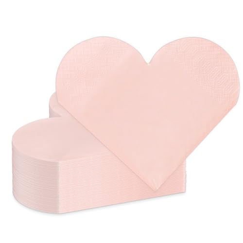 DYLIVeS Valentine's Day Party Supplies, Disposable Love Napkins Heart Shaped Napkins for Valentine's Day Engagements Wedding Anniversaries Bridal Showers Birthday Decorations, 3 Ply / 50 Count/Blush - Image 1