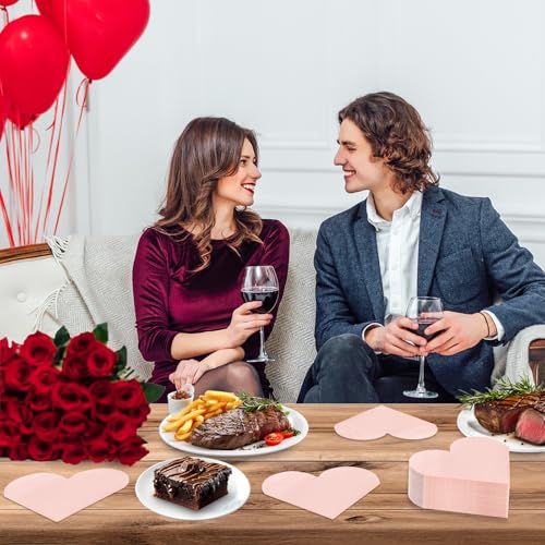 DYLIVeS Valentine's Day Party Supplies, Disposable Love Napkins Heart Shaped Napkins for Valentine's Day Engagements Wedding Anniversaries Bridal Showers Birthday Decorations, 3 Ply / 50 Count/Blush - Image 5