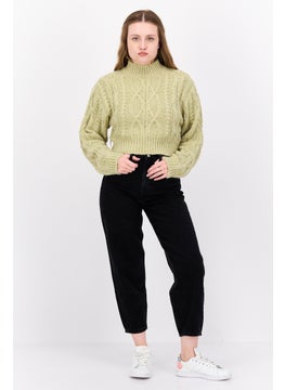 Don't Call Me Jennyfer Women Knitted Long Sleeve Crop Ribbed Sweater, Olive  - Image 4