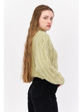 Don't Call Me Jennyfer Women Knitted Long Sleeve Crop Ribbed Sweater, Olive  - Image 2