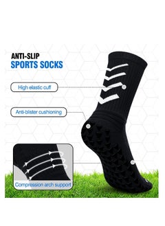 4 Pairs Grip Socks Soccer, Anti Slip Non-Slip Socks Mens Grip Pads Socks for Football Soccer Basketball Yoga Sports
