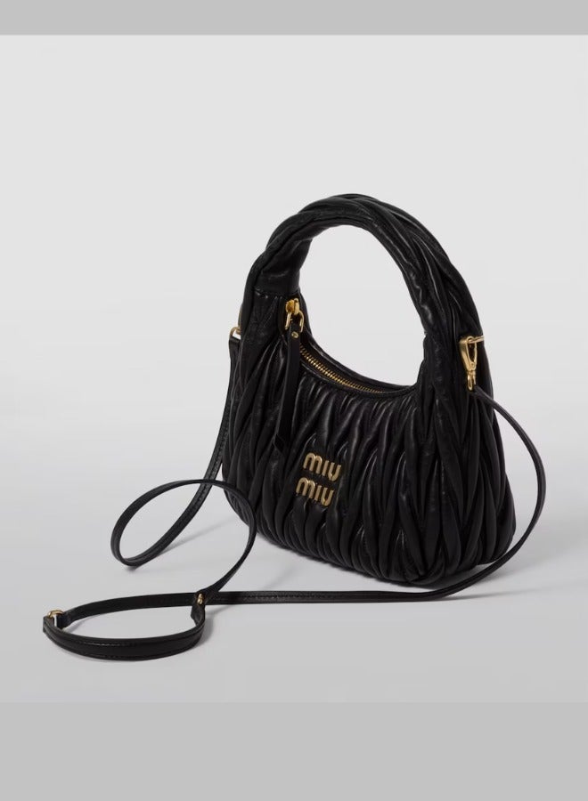 MIU MIU Wander matelassé nappa leather hobo bag Crossbody Shoulder Bag black  - Image 2