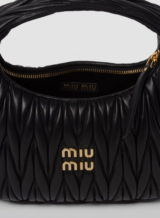 MIU MIU Wander matelassé nappa leather hobo bag Crossbody Shoulder Bag black  - Image 5