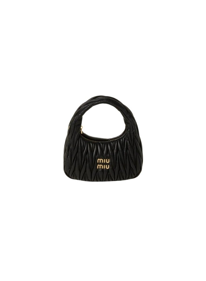 MIU MIU Wander matelassé nappa leather hobo bag Crossbody Shoulder Bag black  - Image 1