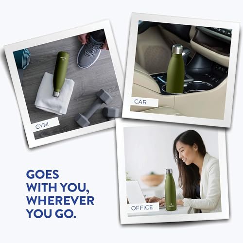FineDine 1 LitresTriple Insulated Stainless Steel Water Bottle Upto 24 Hours Hot or Cold Drinks, Leakproof, BPA-Free, Sweatproof Thermosteel Flask-Perfect for Travel, Picnics, Office & School (Green) - Image 5