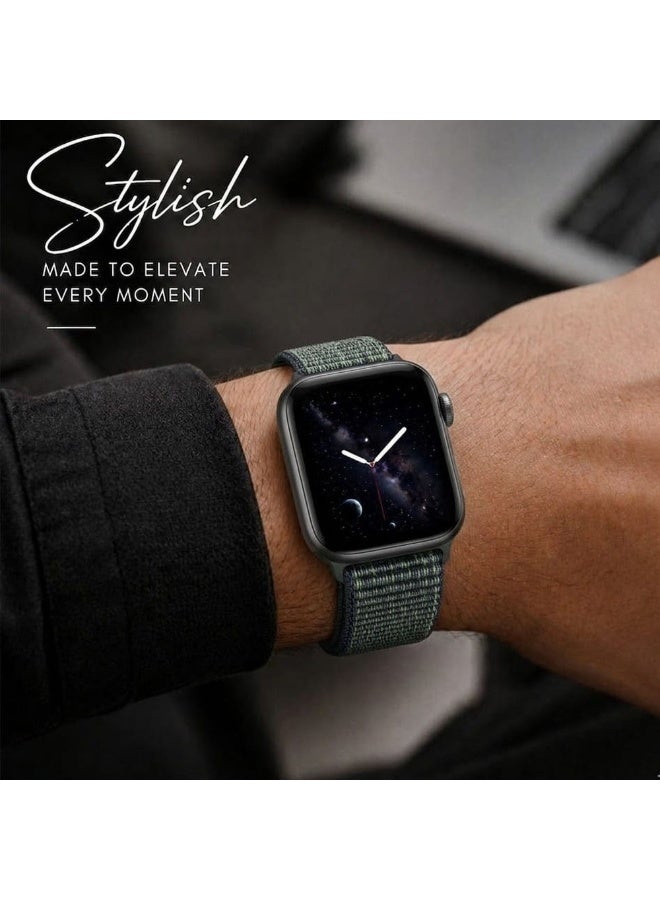 MARGOUN Breathable Nylon Sport Loop Band Compatible with Apple Watch 44mm 45mm 46mm 49mm for Women Men, iWatch Wrist Straps for Ultra 3 2, Se, Series 11 10 9 8 7 - Dark Green Camo - Image 5