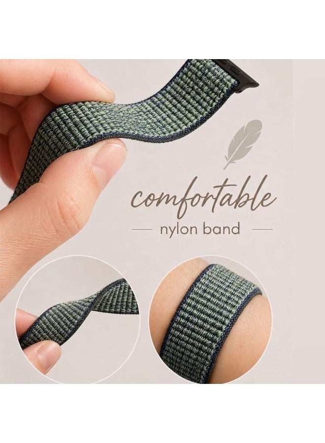 MARGOUN Breathable Nylon Sport Loop Band Compatible with Apple Watch 44mm 45mm 46mm 49mm for Women Men, iWatch Wrist Straps for Ultra 3 2, Se, Series 11 10 9 8 7 - Dark Green Camo - Image 4