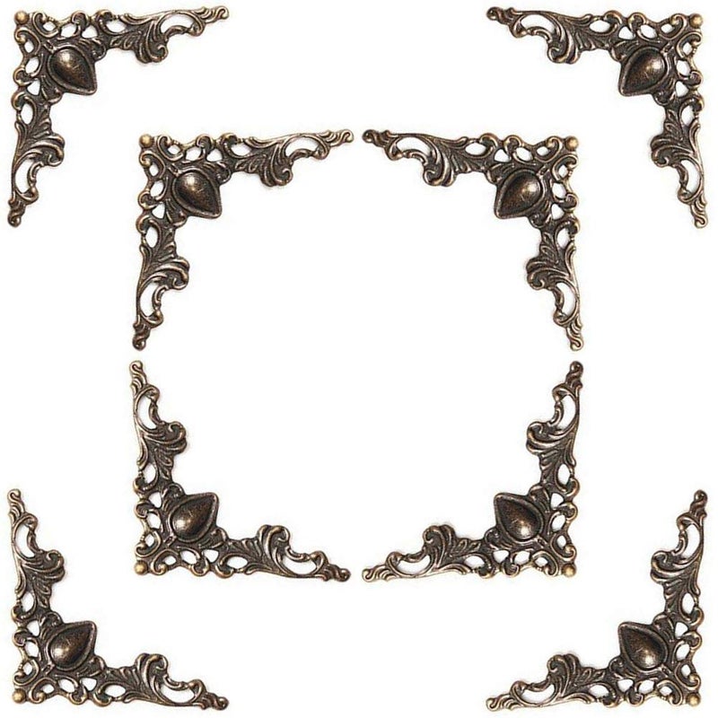 48 Solid Pure Copper Box Corner Protectors Retro Table Edge Cover Cabinet Furniture Decoration Edge Safety Desktop Jewelry Box Corner Protectors Bronze
