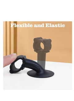 SYOSI Door Stoppers for Wall, Silicone Door Holder Keep Door Open, No Drilling Door Catch Door Handle Bumper, Door Stops Wall Protectors, Strong Suction, Made of Stainless Steel and Silicone (Black)  - Image 5