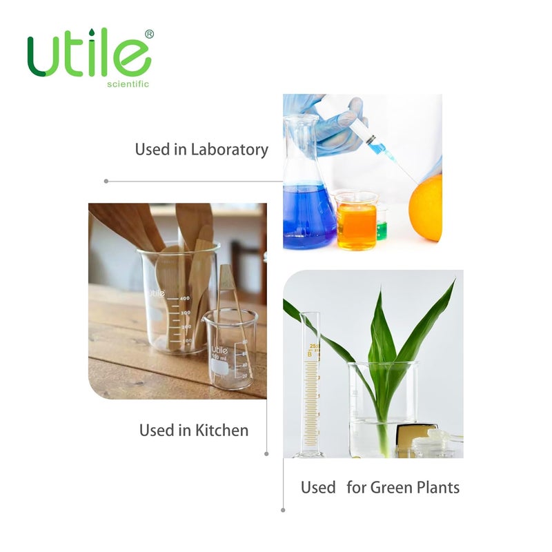 UTILE 6 Pcs 250ml Glass Beaker Set, Chemical Glass Beakers, Low Form Borosilicate 3.3 Glass Lab Beaker with Printed Graduation, 4000.0250.6 - Image 5