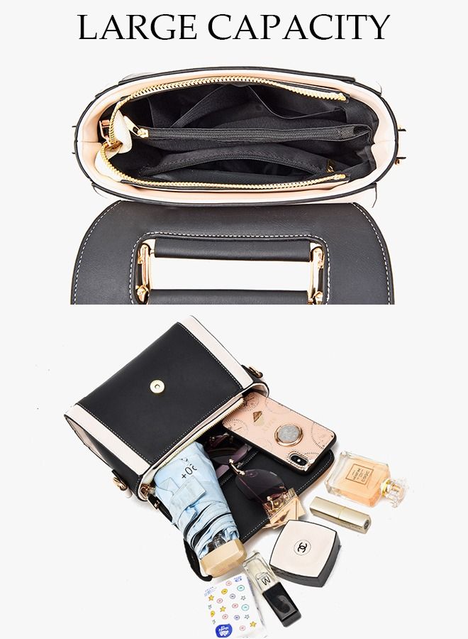 DUNISO Handbag for Women Faux Leather Vintage Satchel Small Messenger Crossbody Bag with Detachable Strap Clamshell Design Purse Top Handle Shoulder Bag for Business Traval Shopping - Image 5