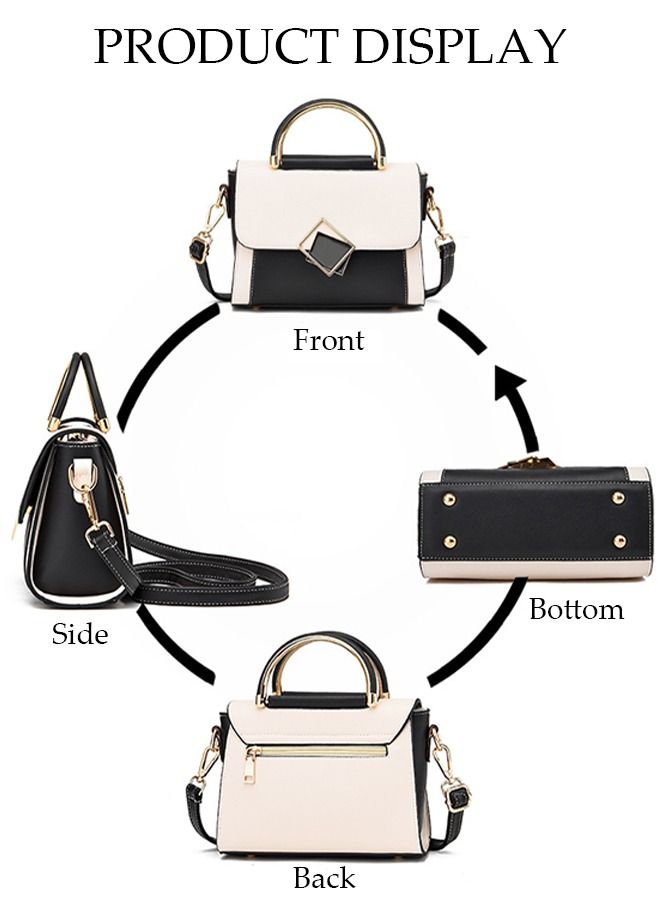 DUNISO Handbag for Women Faux Leather Vintage Satchel Small Messenger Crossbody Bag with Detachable Strap Clamshell Design Purse Top Handle Shoulder Bag for Business Traval Shopping - Image 3