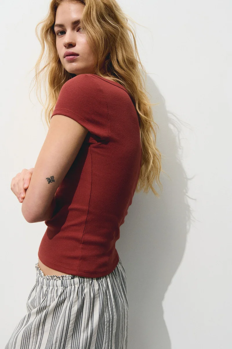 H&M Ribbed boat-neck top