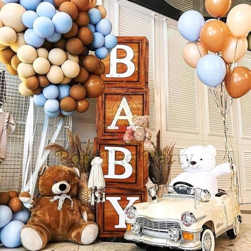 Pop The Party Brown “BABY” Decorative Display Boxes – Set of 4 Party Decoration Boxes for Baby Shower, Birthday & Event Décor - Image 4