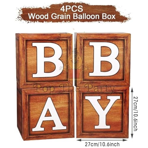 Pop The Party Brown “BABY” Decorative Display Boxes – Set of 4 Party Decoration Boxes for Baby Shower, Birthday & Event Décor - Image 2