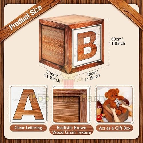 Pop The Party Brown “BABY” Decorative Display Boxes – Set of 4 Party Decoration Boxes for Baby Shower, Birthday & Event Décor - Image 3