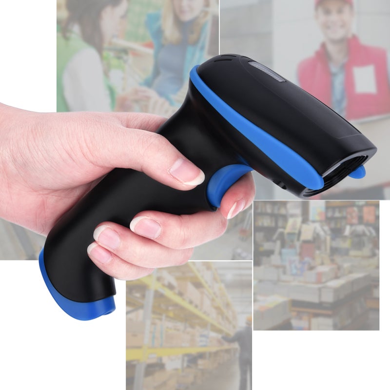 Wireless Barcode Scanner, Blue, Dual Connection Modes, Hand Held Laser Scanner - Wide Device Compatibility, 1D Barcode Scanner for iOS Android Windows Systems - Image 1