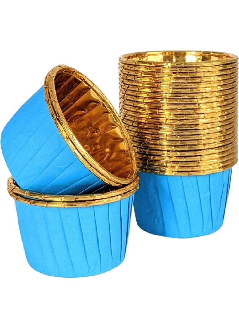 دولفين Muffin Cake Capsule Blue-Gold 25 Pcs