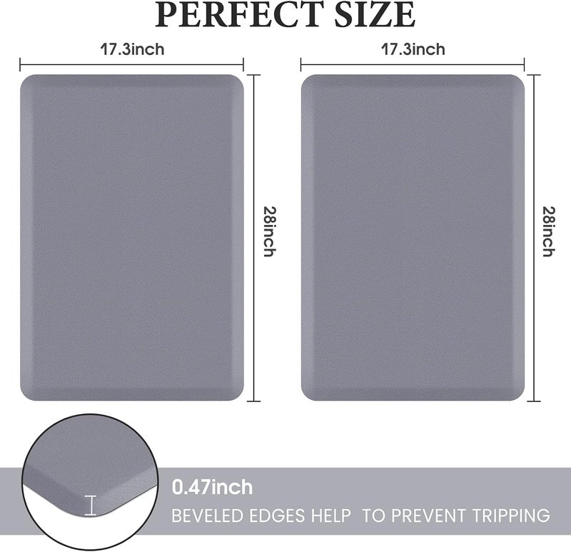 HappyTrends 2 PCS Kitchen Mat Cushioned Anti-Fatigue Floor Mat, Heavy Duty Ergonomic Comfort Foam Standing Mat, Waterproof Non-Slip Kitchen Rugs for Home, Office, Laundry,Grey - Image 2