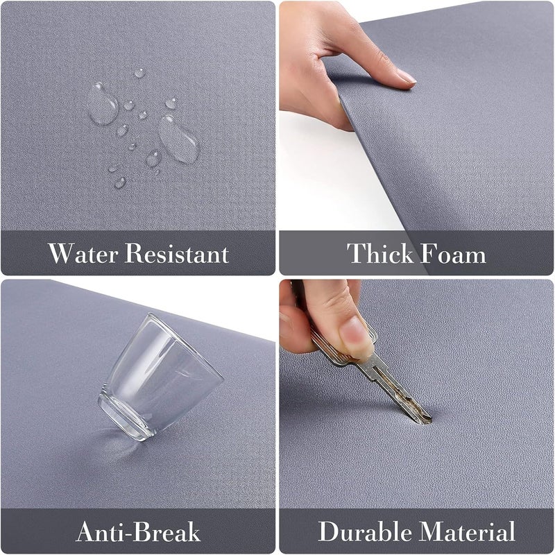 HappyTrends 2 PCS Kitchen Mat Cushioned Anti-Fatigue Floor Mat, Heavy Duty Ergonomic Comfort Foam Standing Mat, Waterproof Non-Slip Kitchen Rugs for Home, Office, Laundry,Grey - Image 4