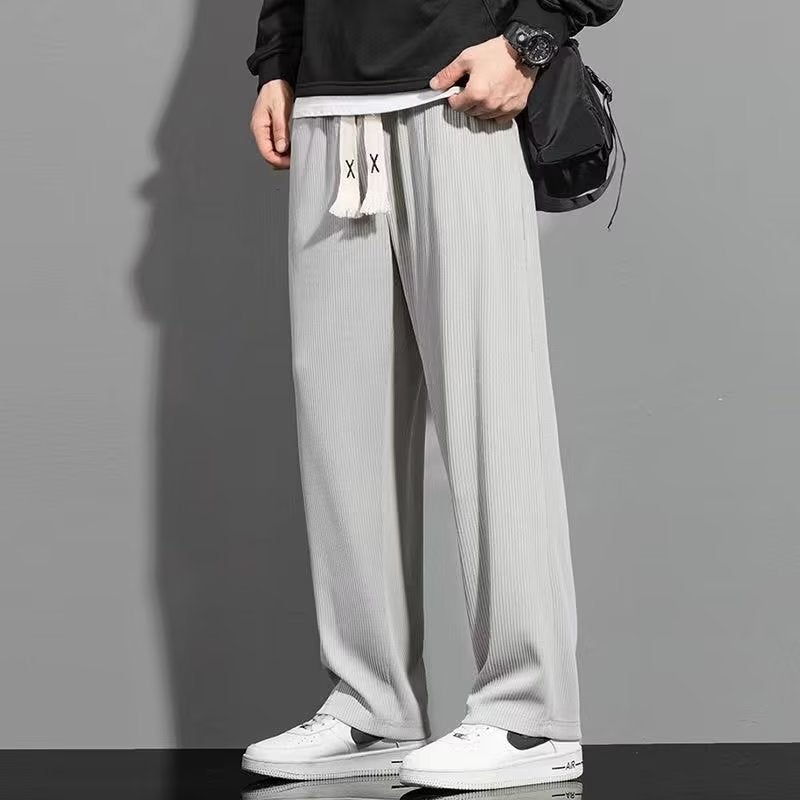Spring/Summer autumn ice silk pants men's thin loose straight draping sports pants summer boys quick-drying casual trousers - Image 5