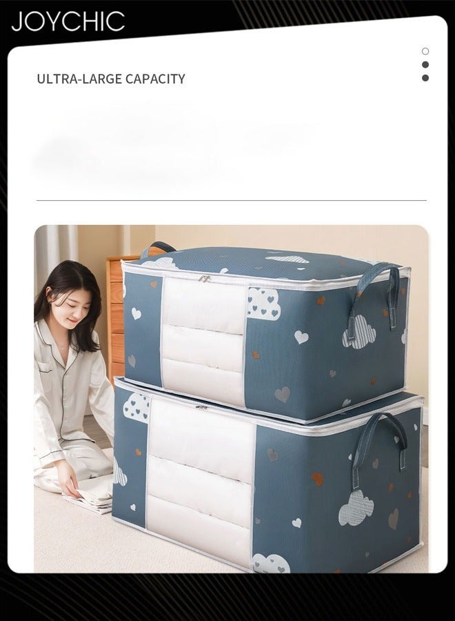 Joychic 2-piece Lovely Cartoon Design Large Capacity Saving Space Clothing Quilt Storage Bag Multifunctional Dustproof and Moistureproof Supplies Moving Clothes Packing Organizers Navy Blue  - Image 3