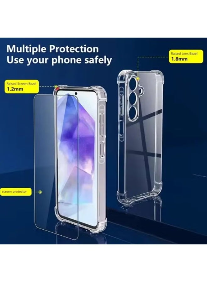 YoYoTech Samsung A17 Shockproof Clear Case with 2Pack Tempered Glass Screen Protector Edge to Edge Full Screen Coverage,Samsung Galaxy A17 5G 2025 Bumper Cover. - Image 3