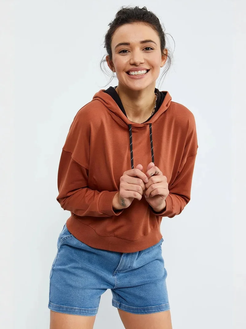 TOMMYLIFE TOMMY Relaxed Hooded Sweatshirt With Tie Detail