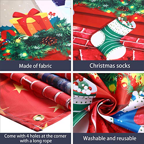 Sumind 6x4 feet Christmas Fireplace Theme Backdrop Christmas Brick Wall Theme Decoration Extra Large Fabric Red Brick Wall Backdrop for Photo Baby Shower - Image 3