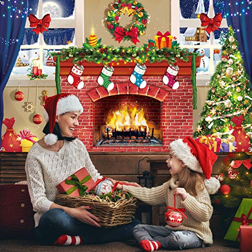 Sumind 6x4 feet Christmas Fireplace Theme Backdrop Christmas Brick Wall Theme Decoration Extra Large Fabric Red Brick Wall Backdrop for Photo Baby Shower - Image 5