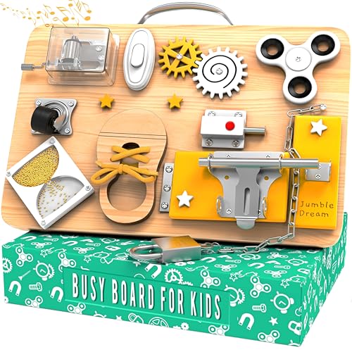 Jumble Dream Wooden Busy Board Montessori Toys for Toddlers and Educational Sensory Busy Board Autism Products  ADHD Activity Board for Learning  Kids Travel Toys for Toddlers Age 1 2 3 4 Years - Image 1