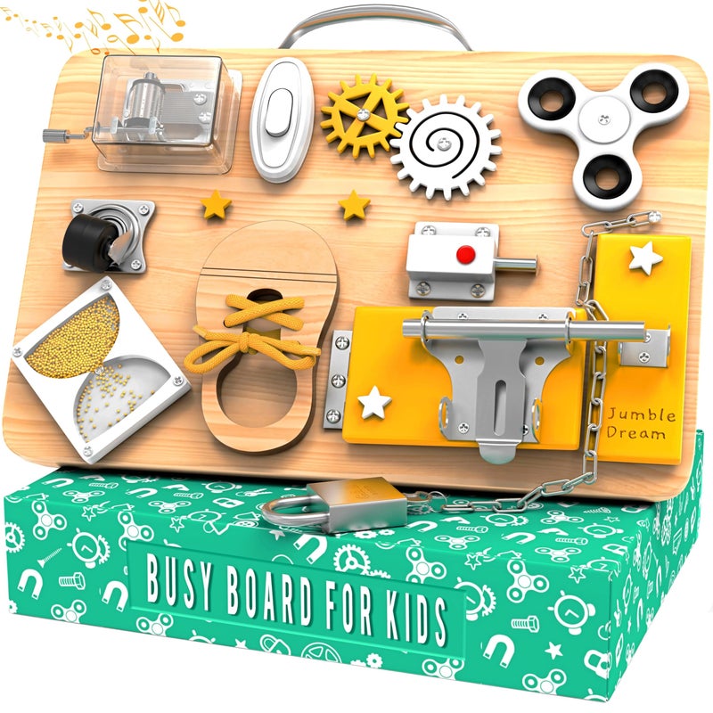 Jumble Dream Wooden Busy Board Montessori Toys for Toddlers and Educational Sensory Busy Board Autism Products  ADHD Activity Board for Learning  Kids Travel Toys for Toddlers Age 1 2 3 4 Years - Image 2