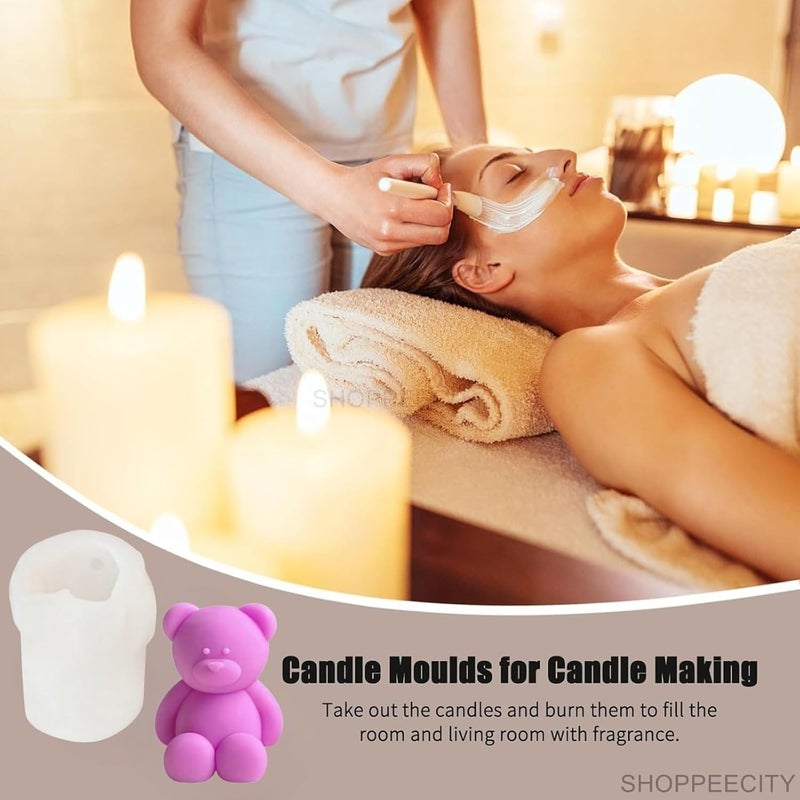 Shoppeecity Bear Shape Candle Mold I 3D Teddy Bear Silicone Epoxy Casting Mould I for DIY Handmade Ornament Cake Dcor Aromatherapy Soap Resin Art Craft Making Home Dcor Birthday Gift Valentines Day Gift Large - Image 2
