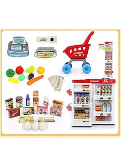 EASY FUTURE Kids Simulation Supermarket Shopping Cart Combination Set Scan Cash Register Toys Supermarket Combination Set And Scanner Color Green.  - Image 4
