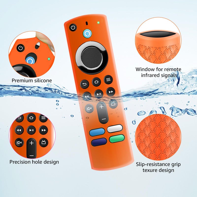 OneBom (2 Pack) Onebom Silicone Protective Remote Cover, Anti-Slip Remote Control Case with Black Lanyard(Glow Green⫬ Glow Orange) - Image 3