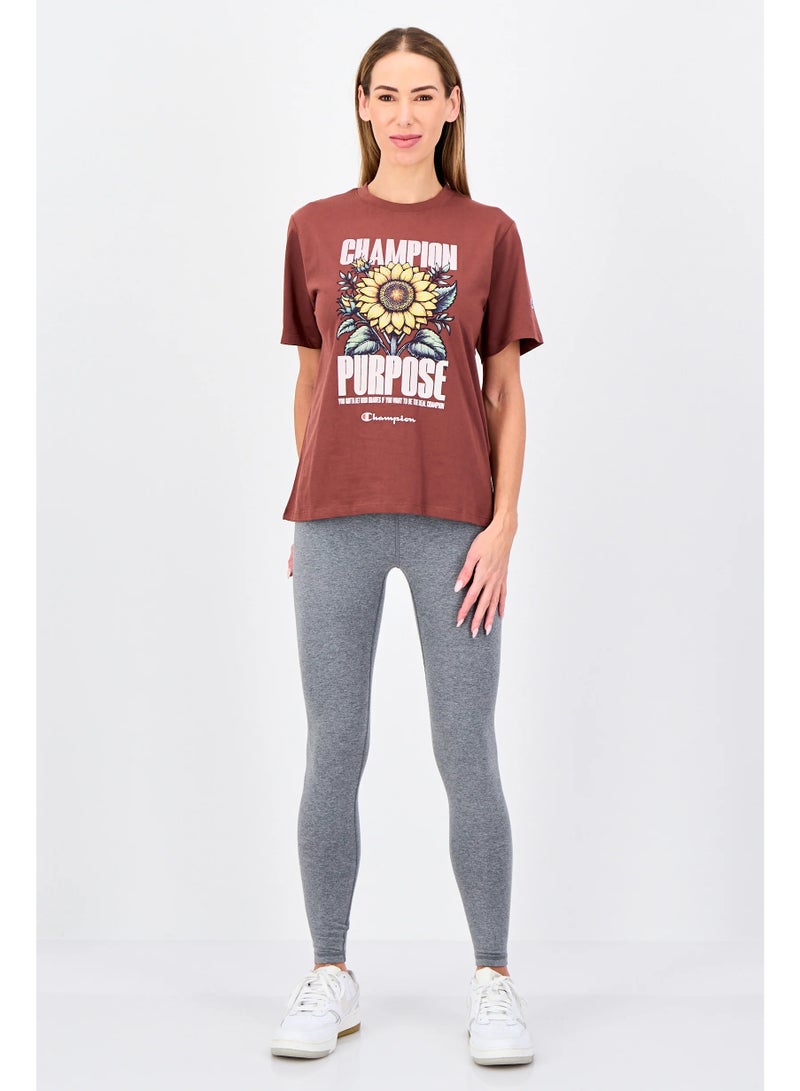 Champion Women Sportswear Fit Short Sleeve Outdoor T-Shirt, Brown - Image 3