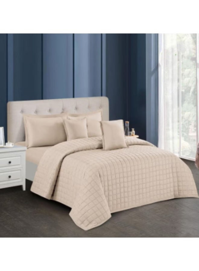 Double bed sheet set, 6 pieces, plain, compressed – luxurious and simple, suitable for all decors - Image 1